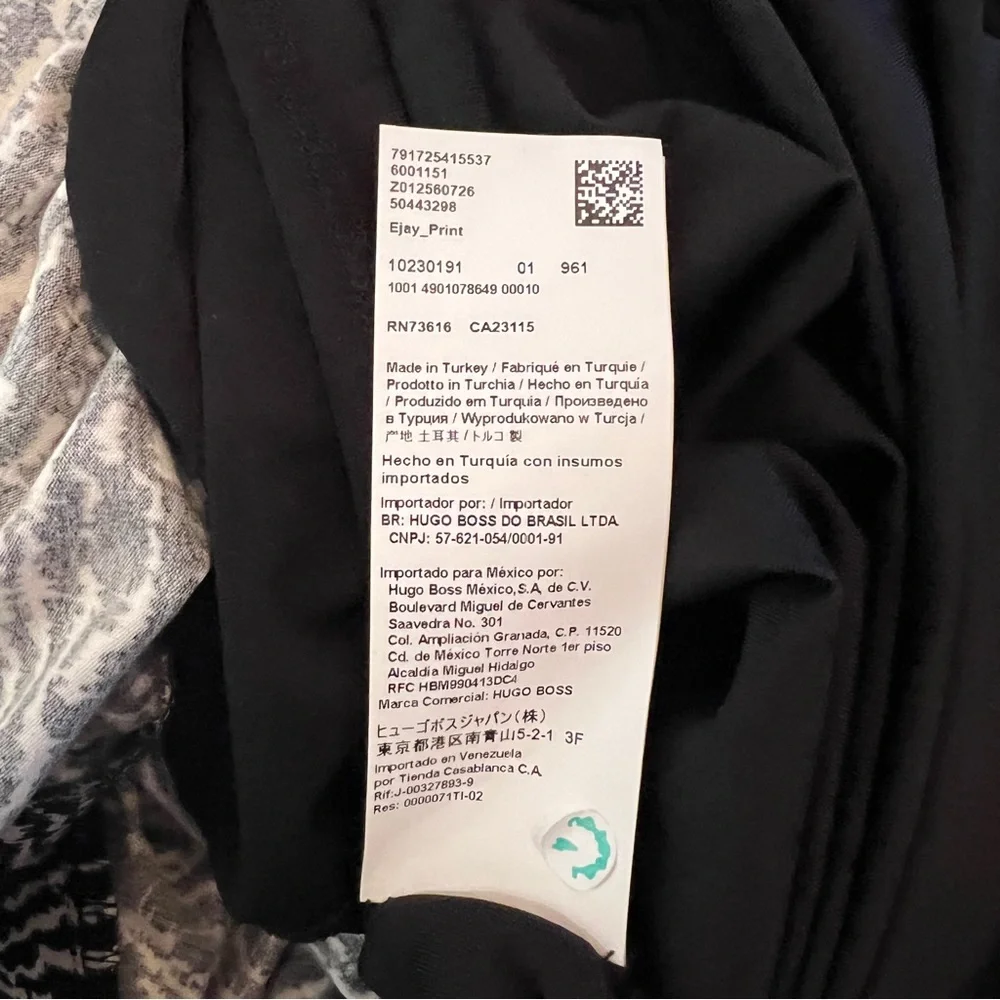 BOSS knit dress long sleeve ruched black and white print - Picture 9 of 10